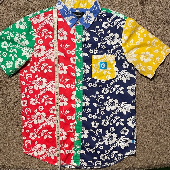 Men’s Medium Short Sleeve Button Down Cookies Waimea Cotton Shirt ( Multi ) - Picture 6 of 7